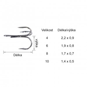 Rybářské trojháčky 130 kusů vel. 4 až 10