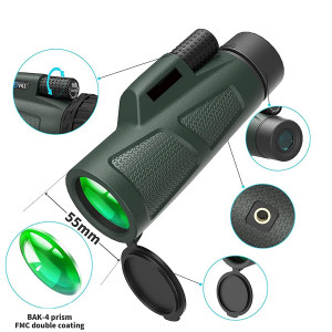 Dalekohled Monokular 12 x 55 HD, mini dalekohled se stojanem, držákem na smartphone BAK4-Prisma a FMC