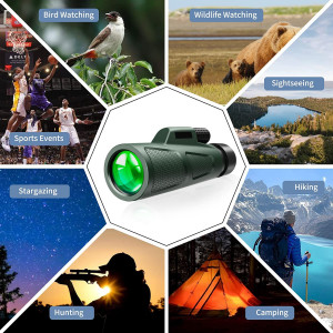 Dalekohled Monokular 12 x 55 HD, mini dalekohled se stojanem, držákem na smartphone BAK4-Prisma a FMC