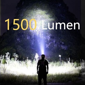 Čelová svítilna LED 1500 lumenů, USB dobíjecí, senzor, 5 režimů, 300 m