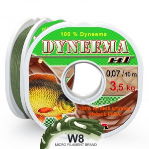 Pletená šňůra W8 HT Dyneema 0,07 mm 10 m, zelená