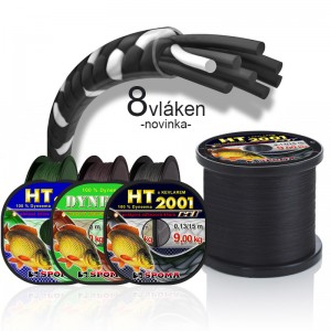 Pletená šňůra W8 HT Kapr 0,09 mm 15 m, odhozová Dyneema